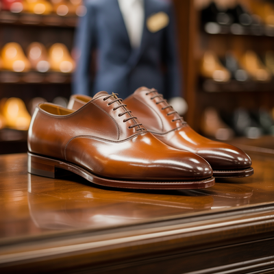 Crafted leather handmade men brown patina leather lace up dress shoes - Thumbnail 4