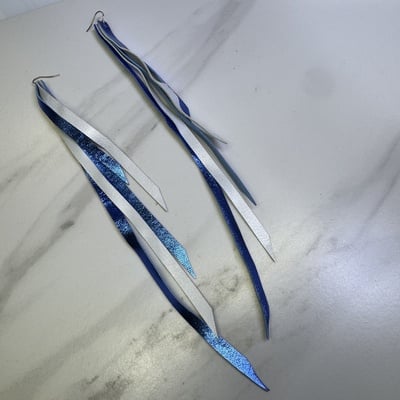 Imperfect leather strip earrings