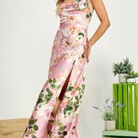 Floral Satin Dress - Thumbnail 3