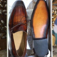 Crafted Leather Handmade Men Brown Leather Tassel Loafers Dress Shoes - Thumbnail 1