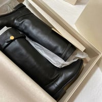 Women's knight boots with small gold buckles not over-the-knee straight boots - Thumbnail 1