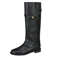 Women's knight boots with small gold buckles not over-the-knee straight boots - Thumbnail 4