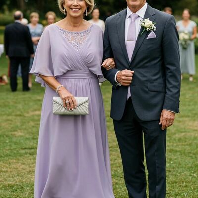 Simple a line chiffon tea-length mother of bride/groom dress evening formal gowns 