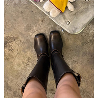 Distressed Long Boots Belt Buckle High-Top Casual not Over-the-Knee Knight Boots for Women - Thumbnail 1