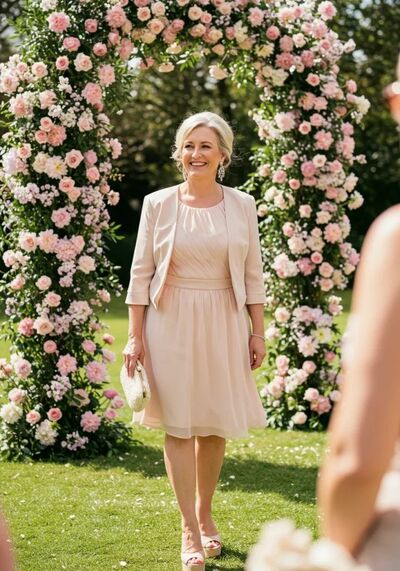 Simple A Line Chiffon Tea-length Mother of Bride/Groom Dress Evening Formal Gowns 