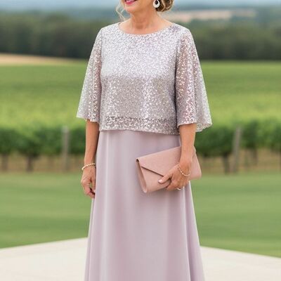 Plus size a line chiffon tea-length mother of bride/groom dress evening formal gowns 