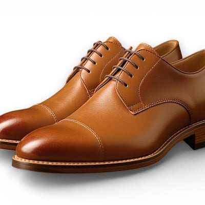 Crafted leather mens classic brown patina leather lace up dress shoes - Thumbnail 1