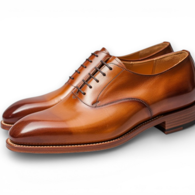 Crafted leather mens classic brown patina leather lace up dress shoes - Thumbnail 1