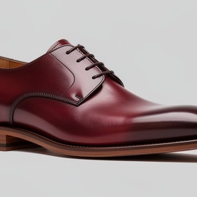 Crafted leather mens classic burgundy patina leather wholecut oxford lace up dress shoes - Thumbnail 1