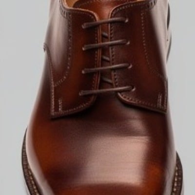Crafted leather mens classic brown patina leather wholecut oxford lace up dress shoes - Thumbnail 1