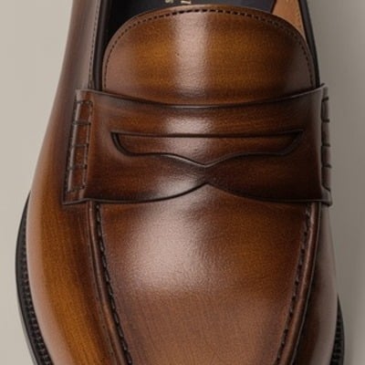 Crafted leather mens classic brown patina leather dress shoes - Thumbnail 1