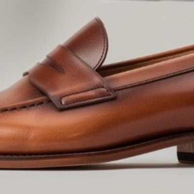 Crafted leather mens classic brown patina leather moccasin loafers dress shoes - Thumbnail 1