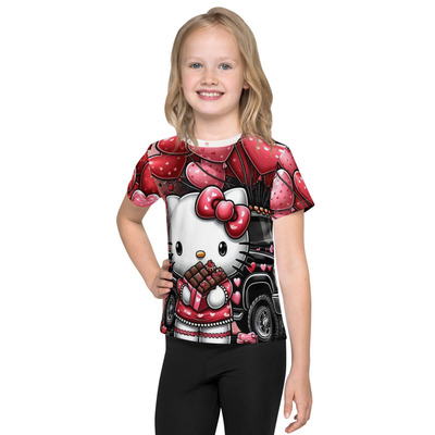 Sweet valentine's  kitty crew neck t-shirt