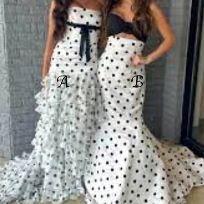 Two style prom dresses polka dots a/b