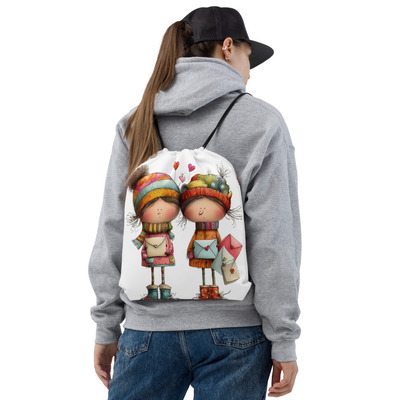 Sister valentine drawstring bag