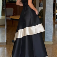 Simple Bandeau Neck Sweetheart Mother of Bride/ Groom Dress Layered Prom Dress - Thumbnail 1