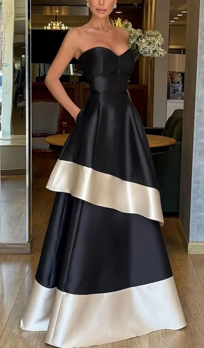 Simple Bandeau Neck Sweetheart Mother of Bride/ Groom Dress Layered Prom Dress
