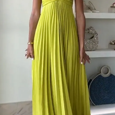 Princess pleated sweetheart party maxi dress