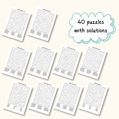 Kid's valentine's day word search puzzle pdf | 40-page bundle w/solutions