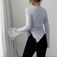 Irregular Slim Design Solid Color Top - Thumbnail 4