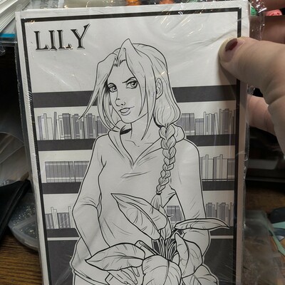 5x7 coloring print of lily