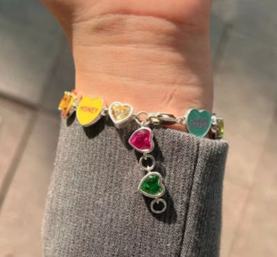 CONVERSATION HEARTS CHARM BRACELET  