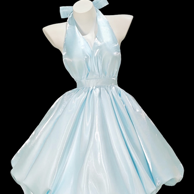 Shimmery light blue halter party prom dress