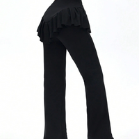 Black Ruffle Hem Sports Pants - Thumbnail 2