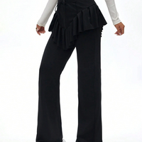 Black Ruffle Hem Sports Pants - Thumbnail 3