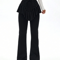 Black Ruffle Hem Sports Pants - Thumbnail 4
