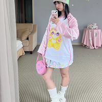 Hashtag DDD - Y2K Oversized Polo Shih Tzu Print Jersey - Thumbnail 3