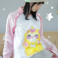 Hashtag DDD - Y2K Oversized Polo Shih Tzu Print Jersey - Thumbnail 2