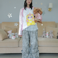 Hashtag DDD - Y2K Oversized Polo Shih Tzu Print Jersey - Thumbnail 1