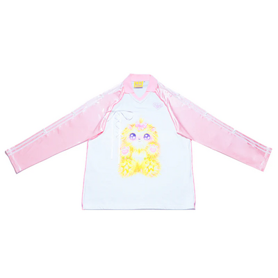 Hashtag DDD - Y2K Oversized Polo Shih Tzu Print Jersey