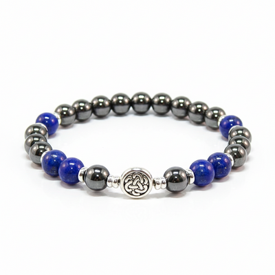 Hematite & Lapis Lazuli Celtic Men’s Bracelet – Strength, Wisdom & Timeless Style