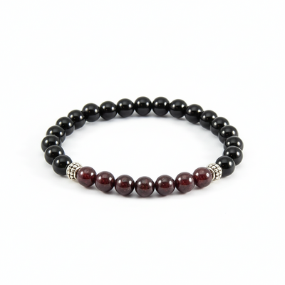Garnet & black agate men’s bracelet – power, protection & confident style