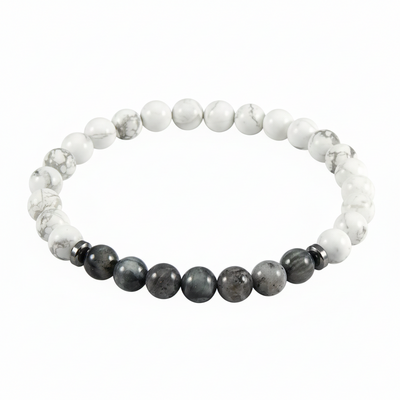 Larvikite & howlite men’s bracelet – protection, calm & confidence