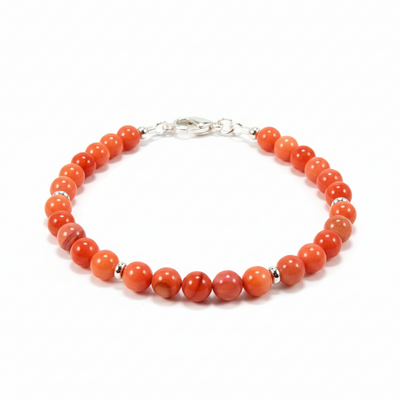 Orange red mother of pearl bracelet – radiance, joy & ocean magic