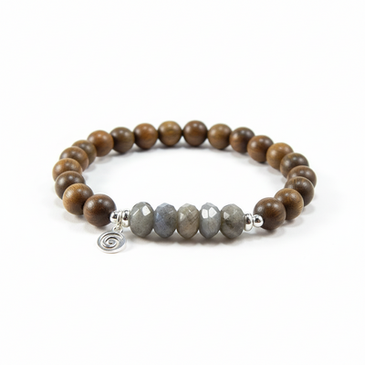 Labradorite & sandalwood meditation bracelet – intuition, protection & spiritual calm