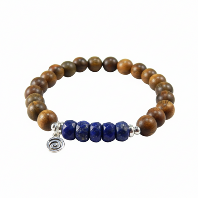 Lapis lazuli & sandalwood meditation bracelet – wisdom, calm & spiritual awakening