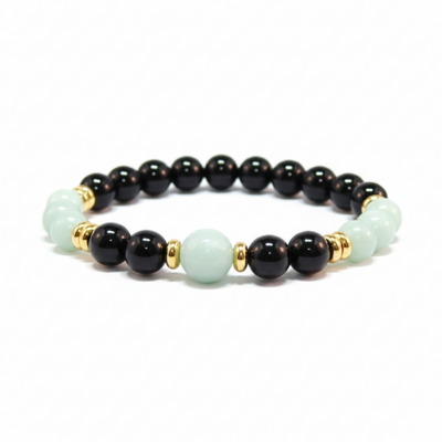 Amazonite & Black Agate Bracelet – Calm, Protection & Everyday Balance