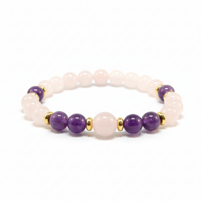 Amethyst & rose quartz bracelet – love, calm & heart healing