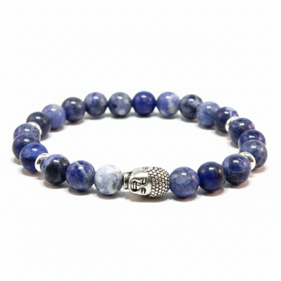 Sodalite bracelet with silver buddha – intuition, calm & spiritual strength