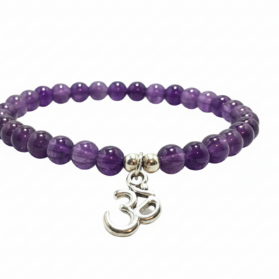 Amethyst gemstone yoga bracelet – calm, intuition & spiritual balance