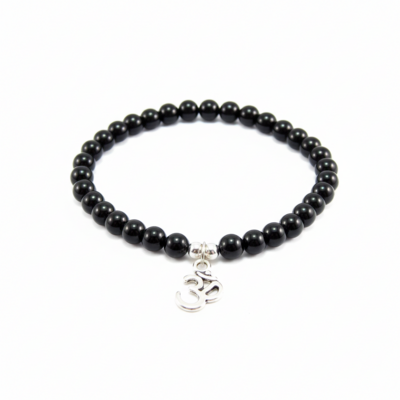 Black agate gemstone yoga bracelet – focus, strength & inner harmony
