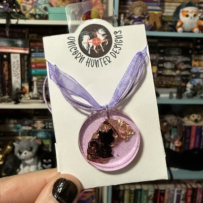 Cat necklace purple