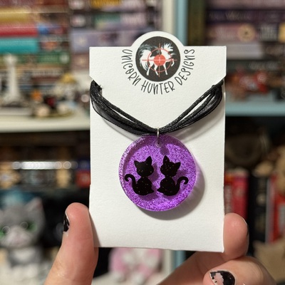 Cat necklace - purple