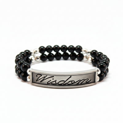 Wisdom Affirmation Black Agate Dual Strand Bracelet – Protection, Strength & Everyday Confidence