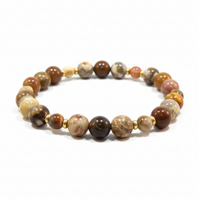 Petrified wood agate & brass bracelet – earth energy, strength & timeless style