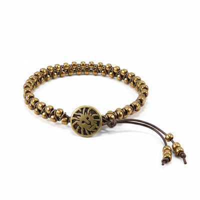 Brass goddess bracelet – handmade jewelry with lion charm - strength & courage
